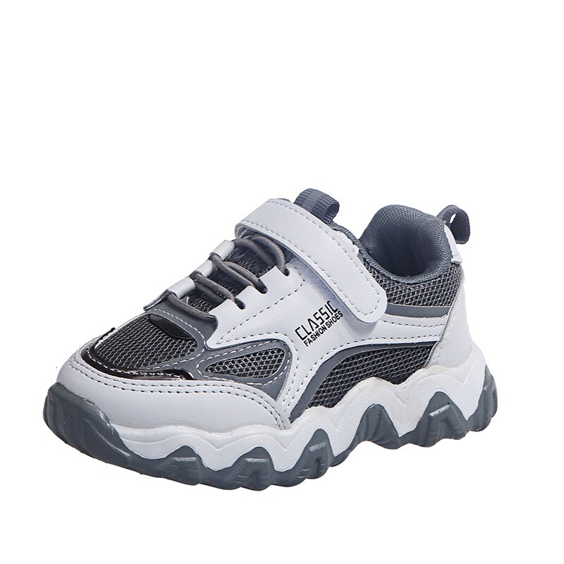 Maat 21-30 Kinderen Ademende Sneakers Meisjes Haak Lus Casual Schoenen Jongens Oorlog-Slip Sneakers Baby Anti-gladde Peuter Schoen: GRAY / 25