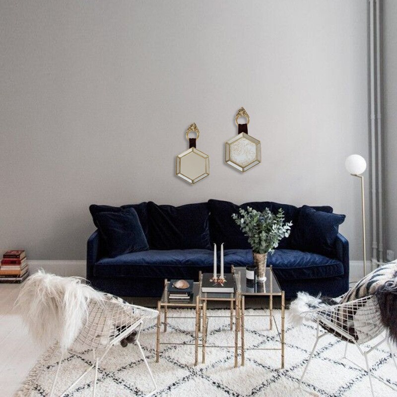 Modern Wall Mounted Polygonal Decorative Mirror Resin Frame Hanging Wall Ornaments Home Decoration Wedding Layout Crafts