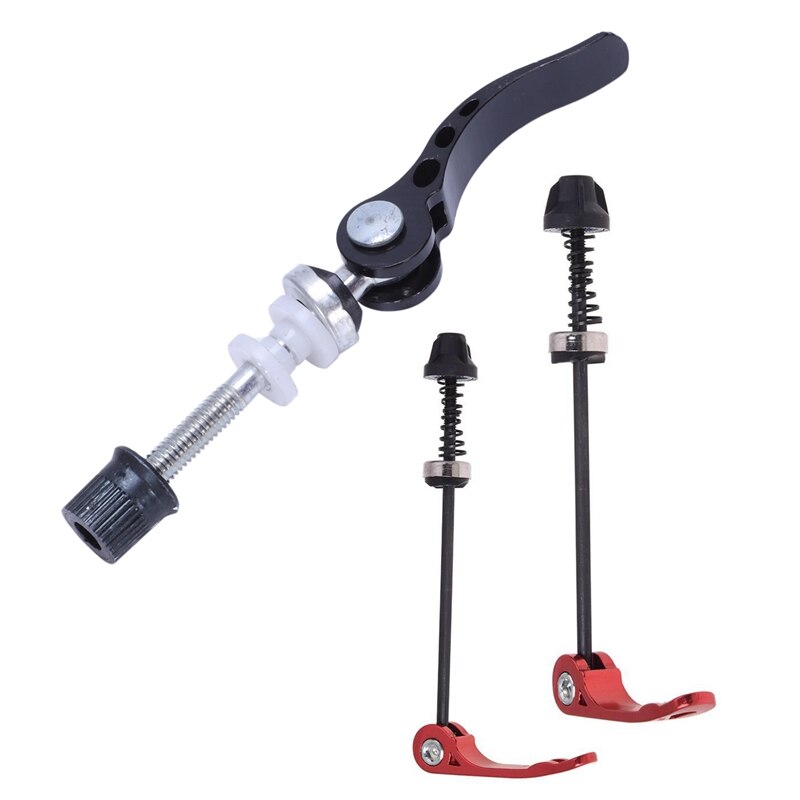 1X Black Bicycle Quick Release Seat Post Clamp Binder &amp; 1Pair Bike Wheel Skewer Quick Release QR Front Rear Axle Red: Default Title