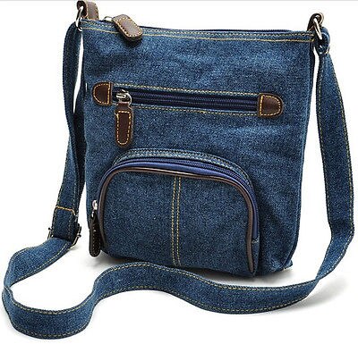 Neue casual Tote Schulter Umhängetasche Handtasche Fronttasche Blue Denim Stil Tasche