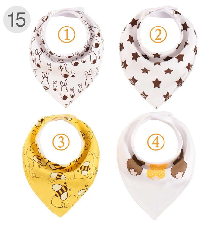 4 stycken haklappar för pojkar och flickor rapsdukar bandana haklappar babybandana vattentäta dribbla haklappshanddukar för spädbarn: Mönster 15