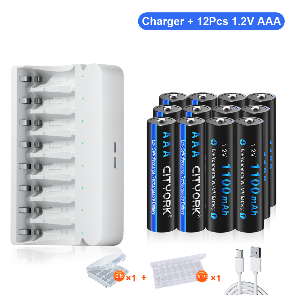 CITYORK 1,2 V AA AAA batería recargable NIMH NI-MH + 8 ranuras LED cargador rápido de batería inteligente para baterías NIMH AA AAA de 1,2 V: Borgoña