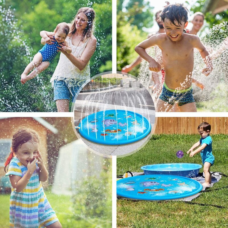 Swimming Pool Children's Outdoor Toys Framed Pool Water Spray Pad Lawn Entertainment Toys Summer Outdoor PVC Cartoon Toy Mat