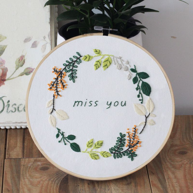 DIY Embroidery For Beginner Flower Pattern Handwork Needlework Cross Stitch Kit Ribbon Painting Embroidery Hoop Home Decoration