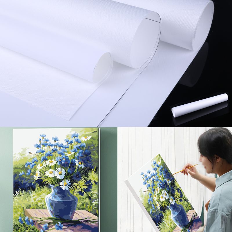 Rollo de tela blanca en blanco de algodón para pintura al óleo de acrílico en acuarelas, suministros de Pintura Artística, lienzo blanco para pintura