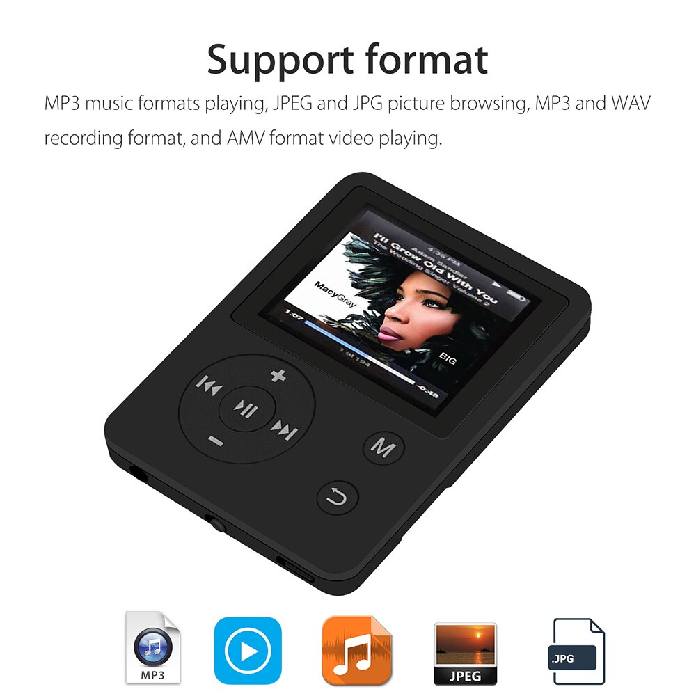 TIPTOP Portable MP4 lecteur de musique FM Radio vidéo Hi-Fi sans perte enregistreur de son noir/blanc