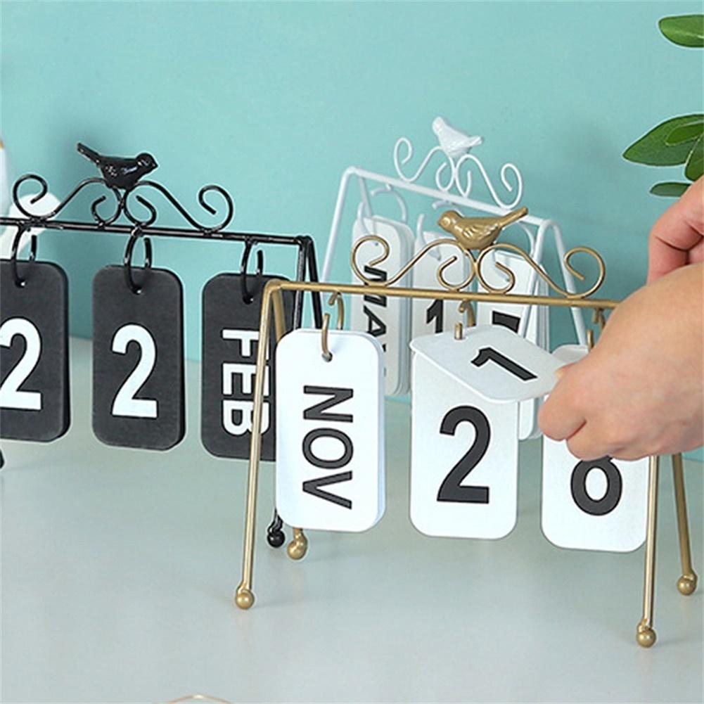 Vintage Flip Calendar Wooden Table Desk Advent Calendar Office Desktop Ornaments