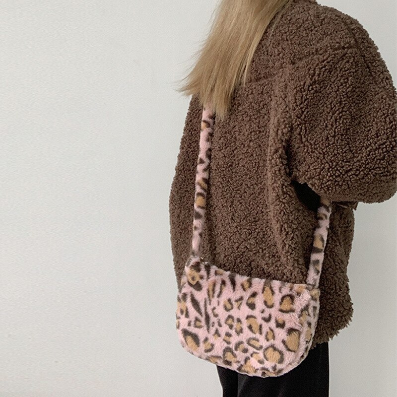Luipaard kleine crossbody tassen voor vrouwen vintage pluizige bont dames schoudertas mini sac a main femme handtas bolsas