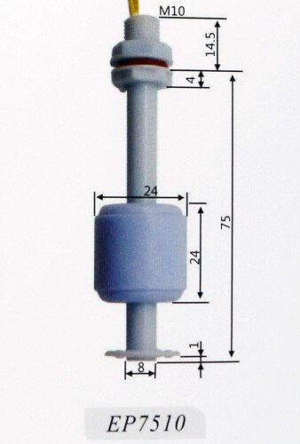 M10*75mm 100v pp niveau væskesensor vandflådekontakt  zp7510 1 a 1