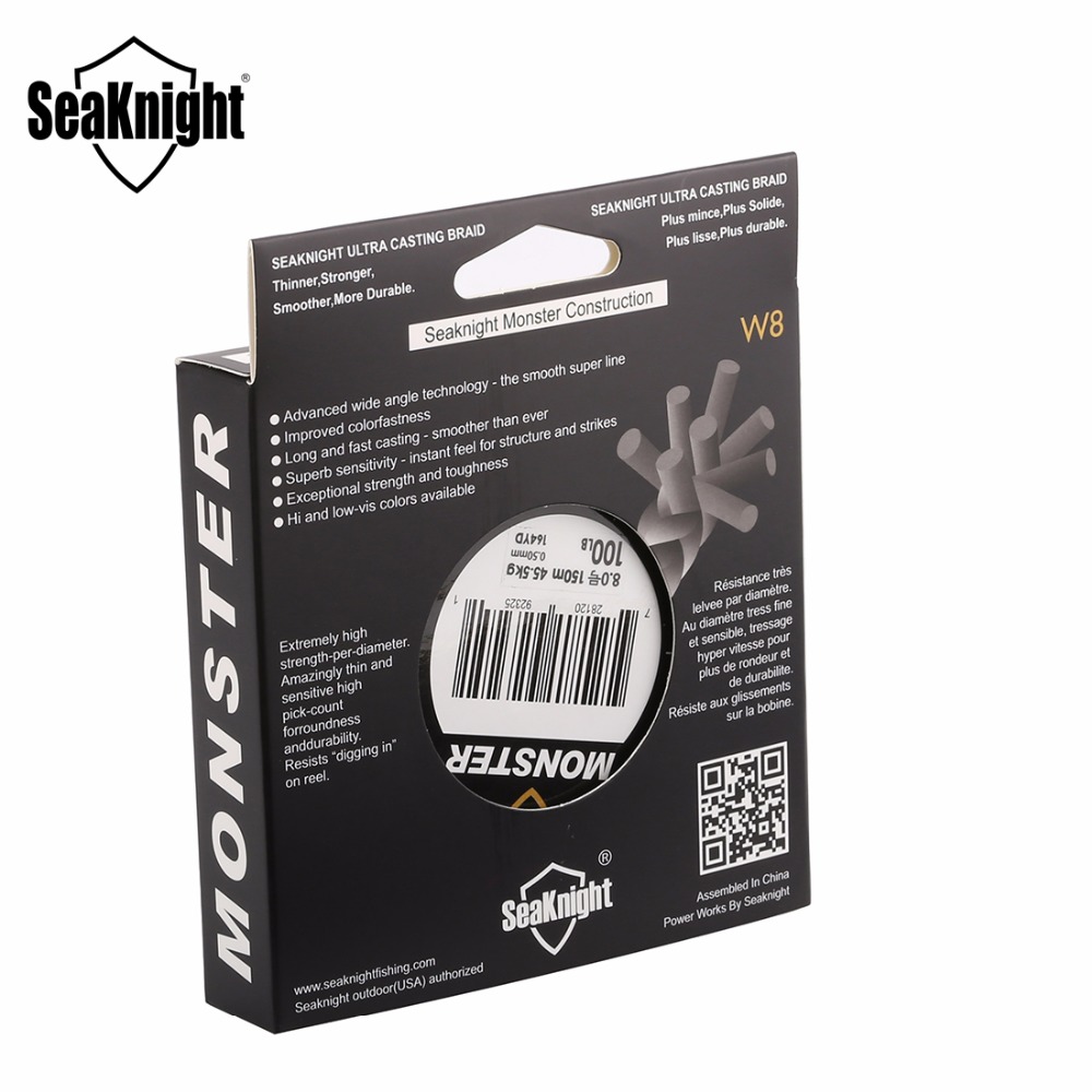 SeaKnight ligne de pêche W8 150 M tresse 8 brins ligne lisse PE Multifilament grand Angle technologie tressée 20-100LB