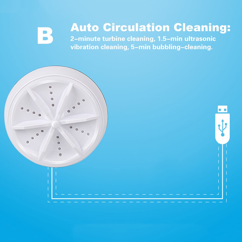 Portable Mini USB Washing Machine Easy Operation Personal Rotating Turbine Washer Suitable For Travel Home Business Trip: non-adjustable