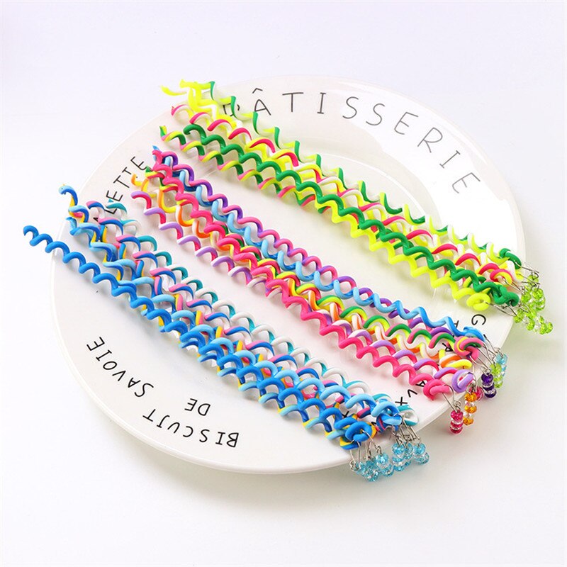 MIXIU 6pcs Girl Elastic Headband Spiral Spin Screw Hairpin Curler Hair Braid Sticker Twisted Styling tool For Kids Girl Woman
