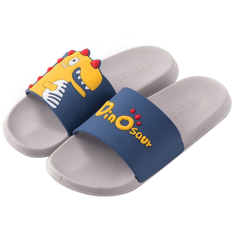 Kvinder sommer pvc dinosaur mønster hjemmesko damer slip on light strandsko kvinde åben tå afslappet platform kvindelig hjemmesko: Flåde / 40-41