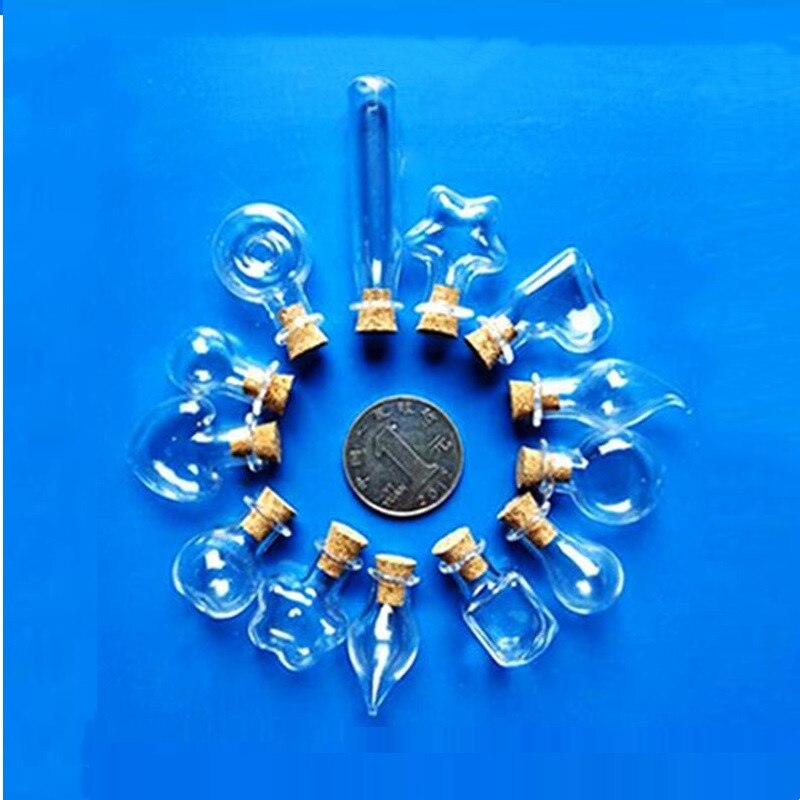 100Pcs Mini 1-2 Ml Helder Glazen Fles Kurk Kleine Drifting Wishing Flessen Diy Hangers