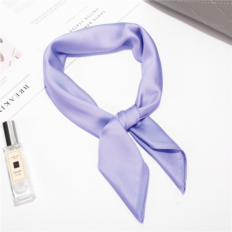 70*70cm Imitation soie doux solide écharpe pour les femmes foulard carré foulards bureau dame accessoires sac vêtements ornement: 15 Denim Blue