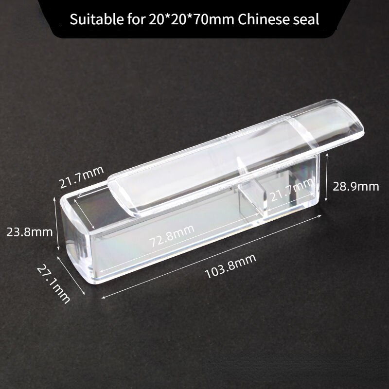 Portable Seal Boxes Square Acrylic Plastic Chinese Seal Storage Box Name Private Seal Collection Boxes Seal Engraving Stamp: A10