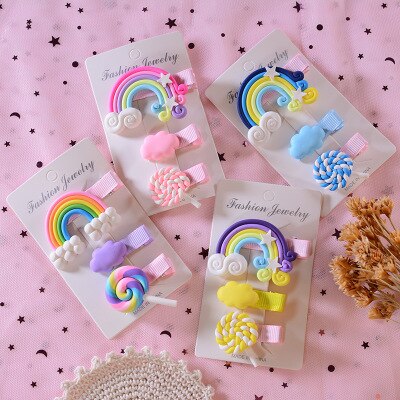 Koreaanse kinderen super leuke lolly regenboog haar clip meisje baby kleur haar clip pony kleine clip haar accessoires