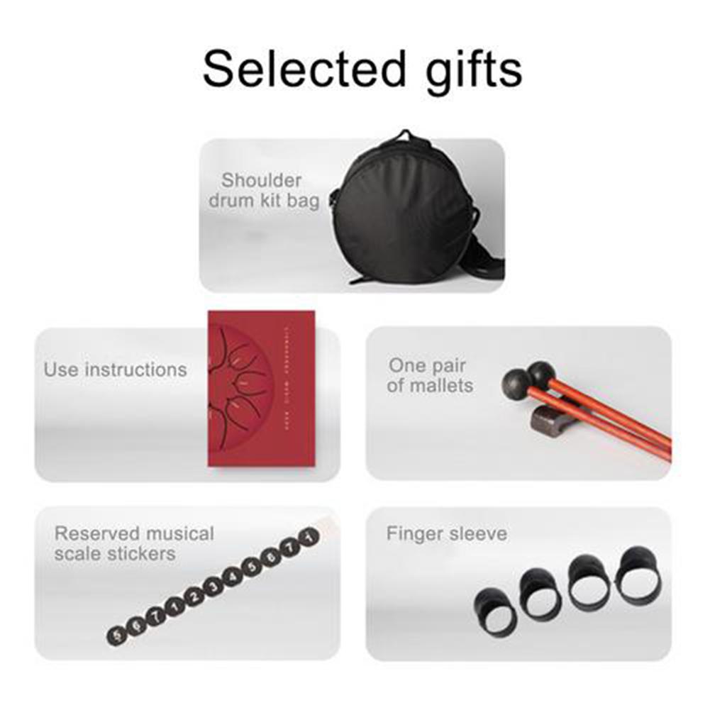 13-note 12-inch Steel Tongue Drum Handpan Instrument With 1 Pair Of Mallets For Music Education Mind Healing Yoga Meditation