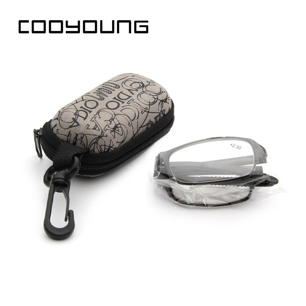 COOYOUNG Foldable Unisex Reading Glasses Men Women Presbyopic Glasses With Box: +100 / Black