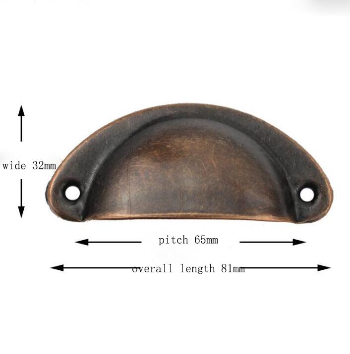Archaized glat bord halvcirkel jern ark håndtag møbler kabinet apotek halvcirkel shell håndtag: Rød bronze
