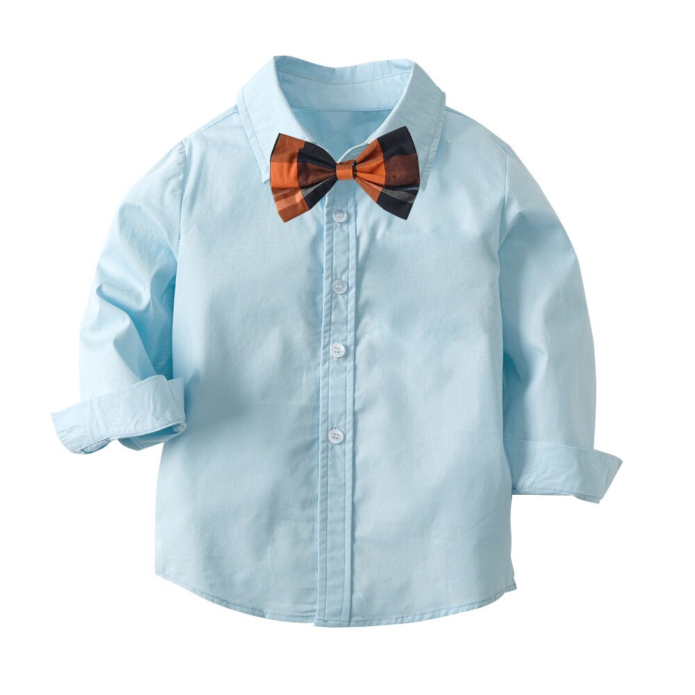 Babydragt børnedragter 2 stk/sæt kids baby boys dragt jakkesæt solid skjorte+ bukser sæt til drenge til formel fest 1-6 alder