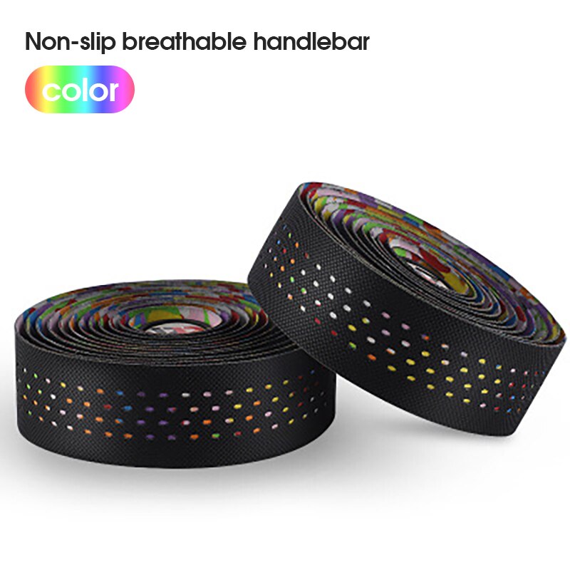 6 kleuren racefiets stuurlint racefiets stuurlint band antislip fietsaccessoires reflecterende geleiding met plug: Kleurrijk