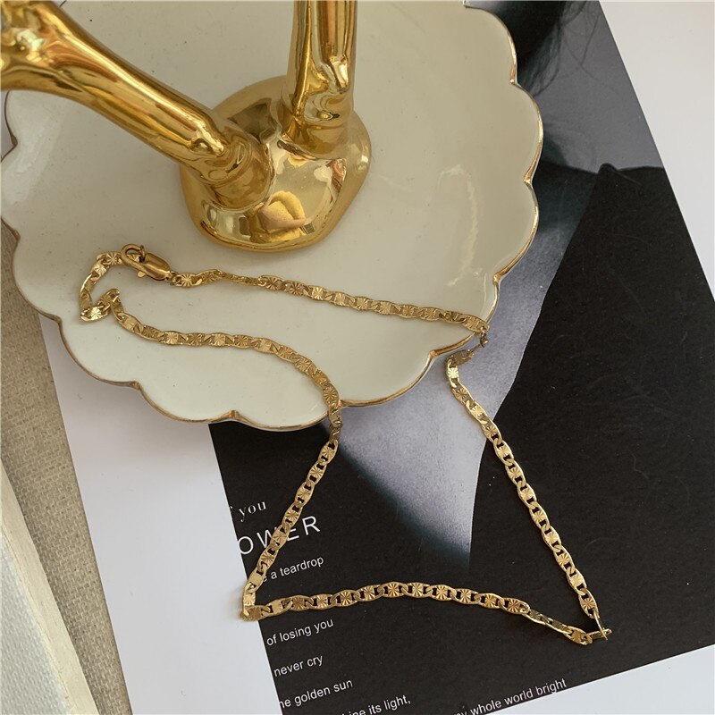AOMU 3 Arten Punk Jahrgang Kubanischen Halsband Halskette Kragen Aussage Hüfte hüpfen klobig Gold Farbe Dünne Kette Halskette Frauen Schmuck: 2