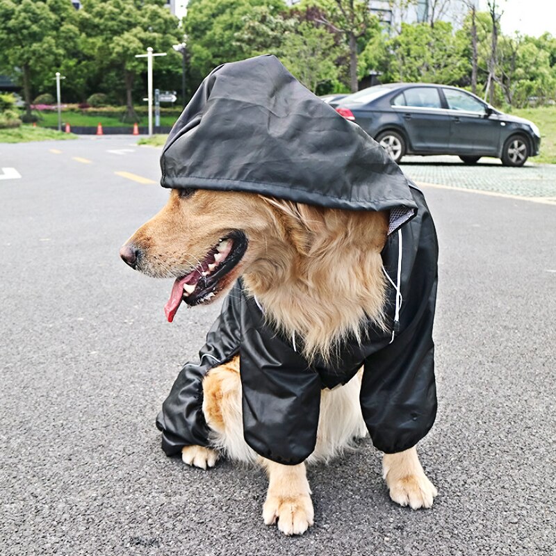 Reflekterende stort hundetøj vandtæt sort kæledyr hund regnfrakke kæledyr jumpsuit samlet til mellemstore hunde udendørs jakke frakke 35: Xxxl