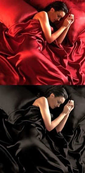 95gsm 4 Pce luxe Satin soie douce reine lit drap-housse-rouge noir 10