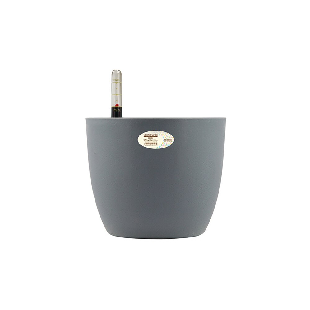 Fargerik selvvanning blomsterpotte fargerik plast blomsterpotte moderne dekorative planter pott hjemmekontor skrivebord dekorasjon: Grå / S