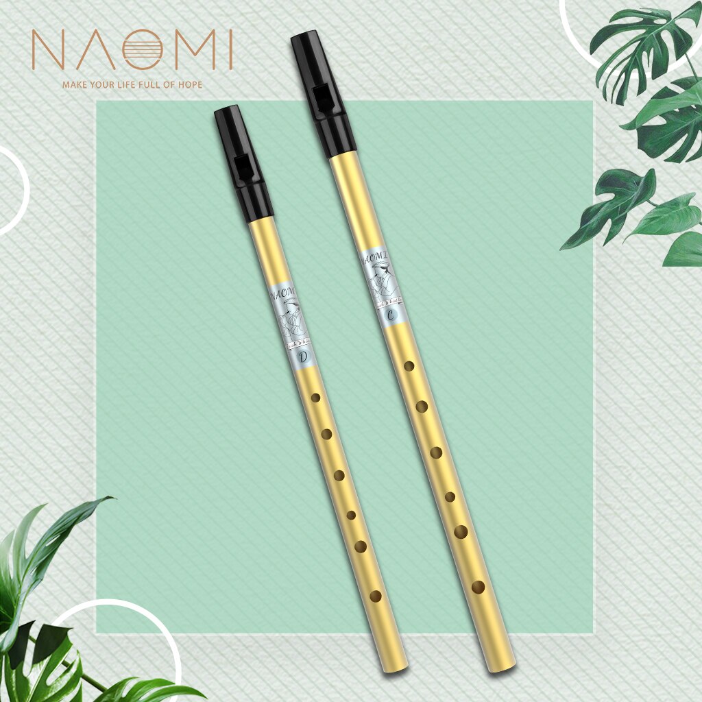 NAOMI Golden High C&D Irish Whistle Scottish Penny Whistle Aluminum Alloy Tube Tin Penny Whistle 6 Holes Flute