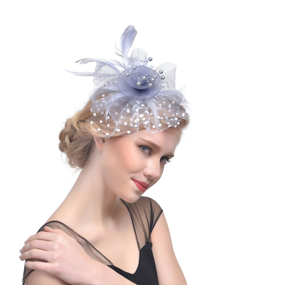 Vintage brude hatte fjer hovedbeklædning blomst fascinator stor gatsby brude hovedbeklædning til bryllupsfest elfenben hvid rød pink prom