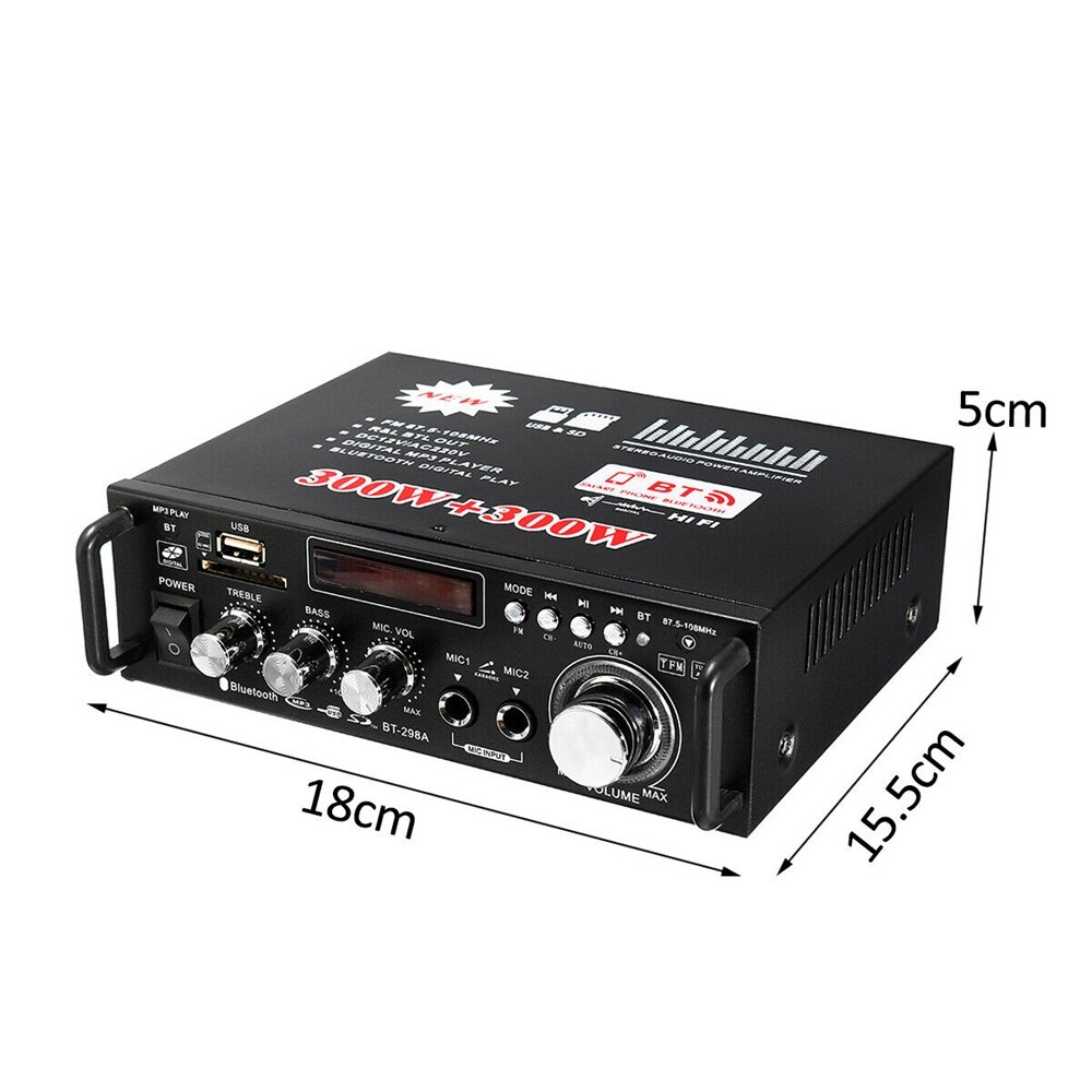 600W 12V 220V USB Auto bluetooth HiFi Stereo Audio- Energie Verstärker Fernbedienung für Auto Auto Hause Audio- USB Blitz Disk Radio