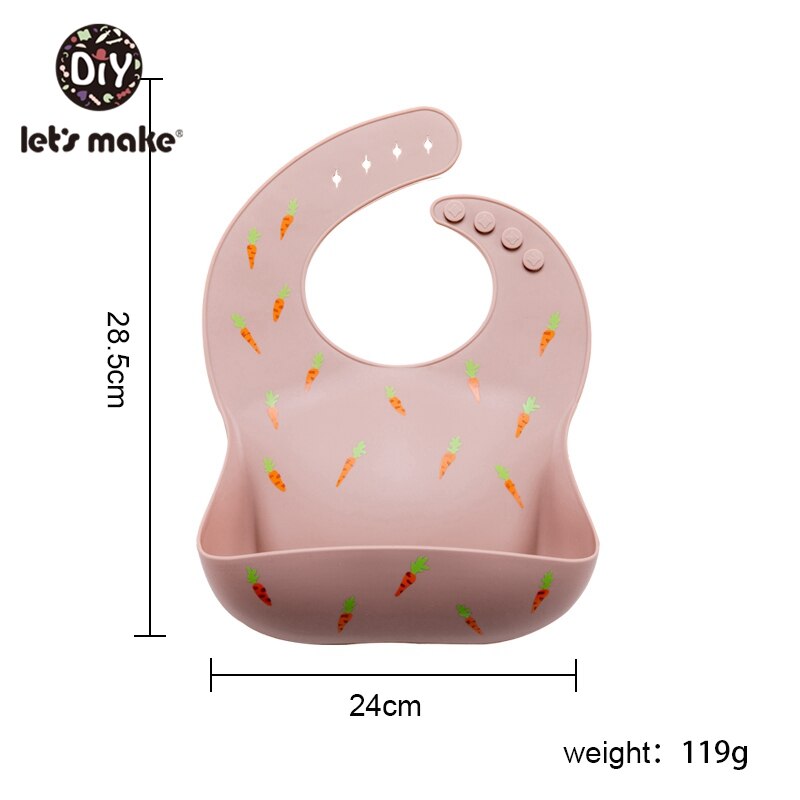 Let's Make-bavoir en Silicone pour bébé, serviette pour -né, ajustable, imperméable, bavoir pour bébé, doux, produit pour alimentation, 1 pièce: pink