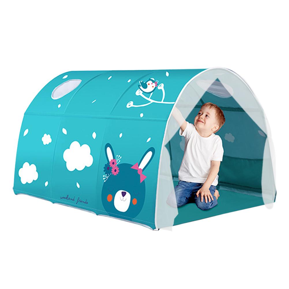 Bed Luifel Droom Kinderen Spelen Tenten Playhouse Privacy Ruimte Jongens Meisjes Peuters Up Draagbare Frame Gordijnen Bed Tent: Blauw