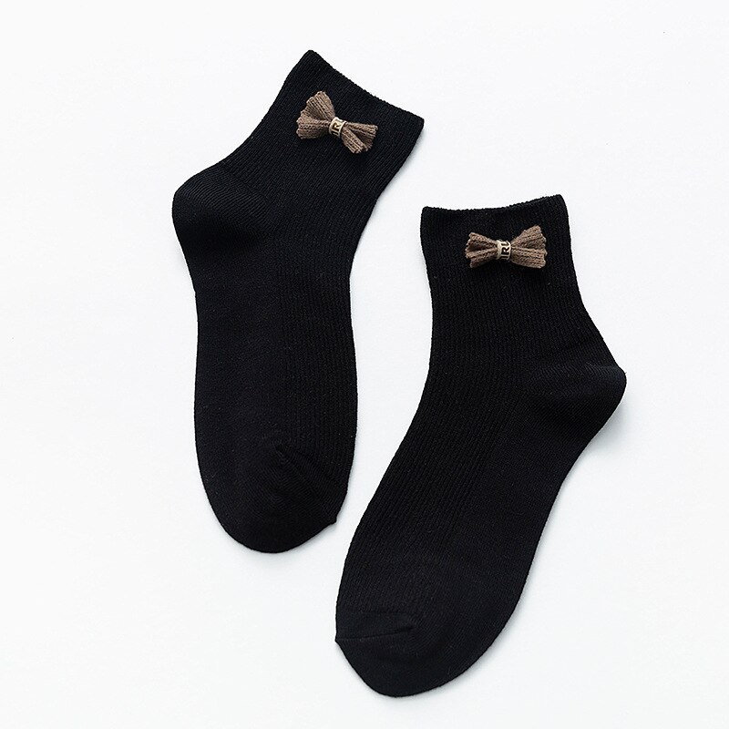 Calcetines bonitos a la para mujer, calcetines kawaii para mujer, medias de algodón para mujer: black