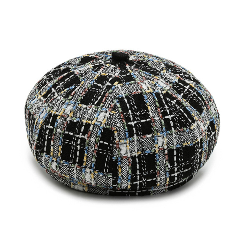 BUTTERMERE-gorros de invierno para mujer, gorra octogonal de de , Boina Vintage a cuadros, color caqui, negro y blanco