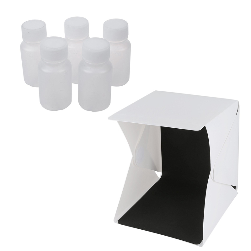 2 ensemble accessoires: 1 ensemble Photo Studio photographie LED LightLighting tente boîte souple & 1 ensemble 5 pièces 20Ml blanc Mini voyage vide Pla