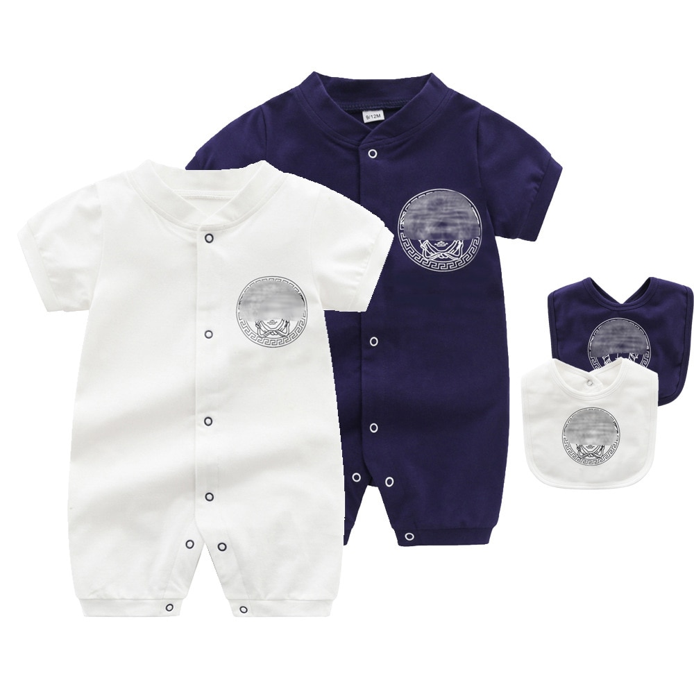 été enfant en bas âge bébé fille vêtements unisexe coton à manches courtes mince section o-cou -né bébé garçon pyjama barboteuse