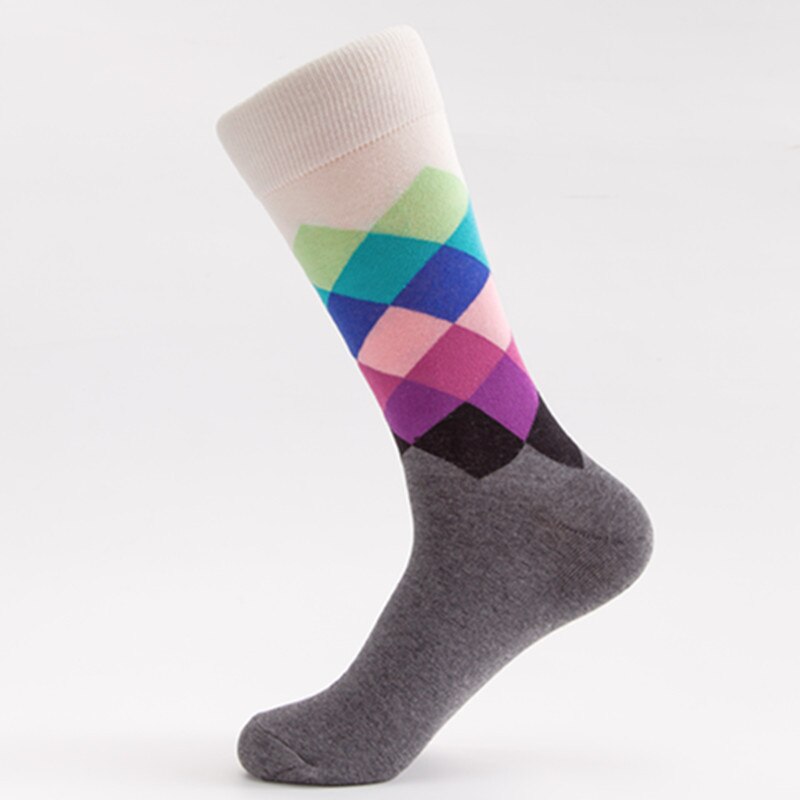 European Men's Socks Classic Colorful Sox Man Cotton Crew Casual Sport Socks Stripe and Cell Socks 1 Pair Socks Large Size Sox: C6