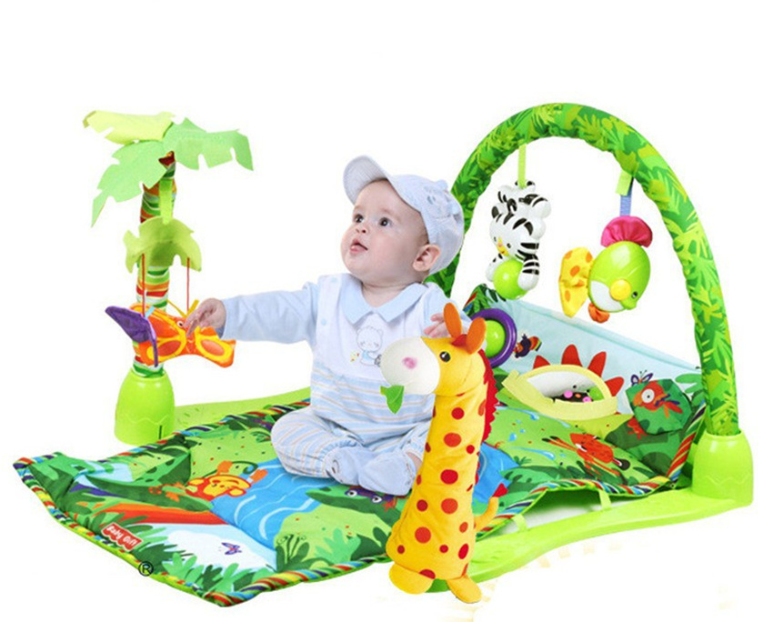 [Grappige] 100% Veilig Delicate Muziek Sound Farm Animal Giraffe Baby Spelen Mat Tapijt Activiteit Bos Speelkleed Gym speelgoed Spel Mat