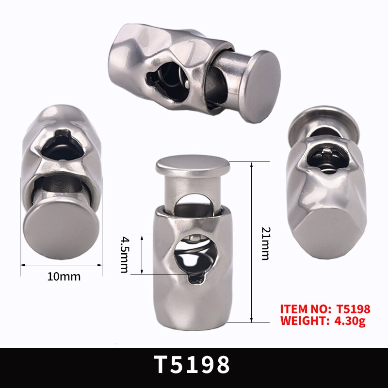 50 Pcs Metal Spring Toggle Clasp Stopper Cord Gunblack Gold Silver Decorative Cord Lock DIY Accessoriesic Adjust Stopper Rope: T5198