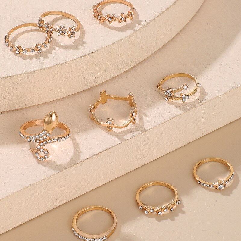 matching rings for women gold plated jewelry snake ring set anillo bague femme anillos slytherin emo accessories