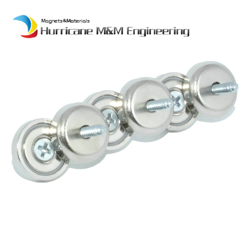 Garage Magneet Diameter 16 Mm 6Kg Pull Pot Magneten Met Schroeven Verzonken Gat Neodymium Ndfeb Sleutel Hanger Tools Organisator 6Pcs