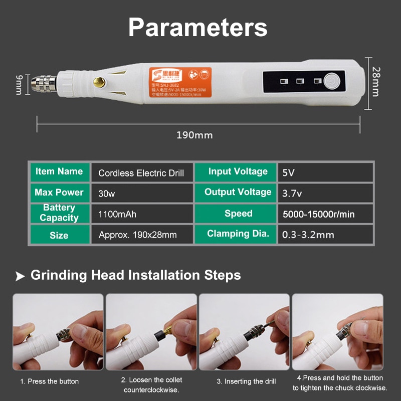 105/125/161/181Pcs Mini Cordless Electric Grinder Drill 3 Speed Adjustable USB Grinding Accessories Set Power Tools Engrave Pen