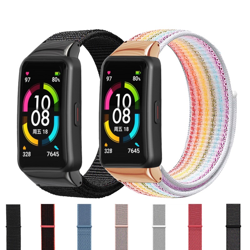Nylonrem til huawei band 6/6 pro huawei band 6 smartwatch-udskiftningsbælte correa åndbart sportsarmbånd honor band 6- rem