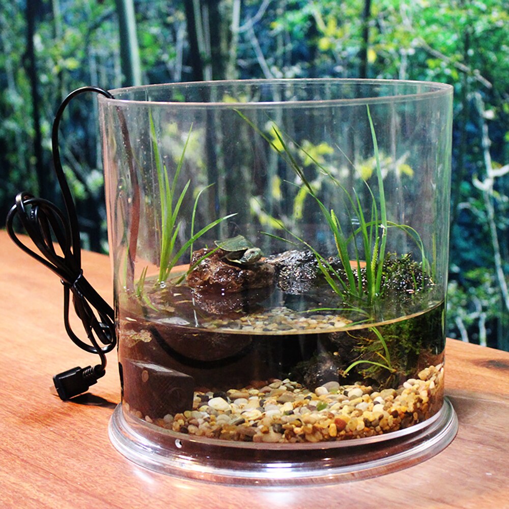Desktop Small Fish Tank Goldfish Tank Turtle Tank Reptile Breeding Box Plastic Cylinder Ecological Landscaping Cylinder