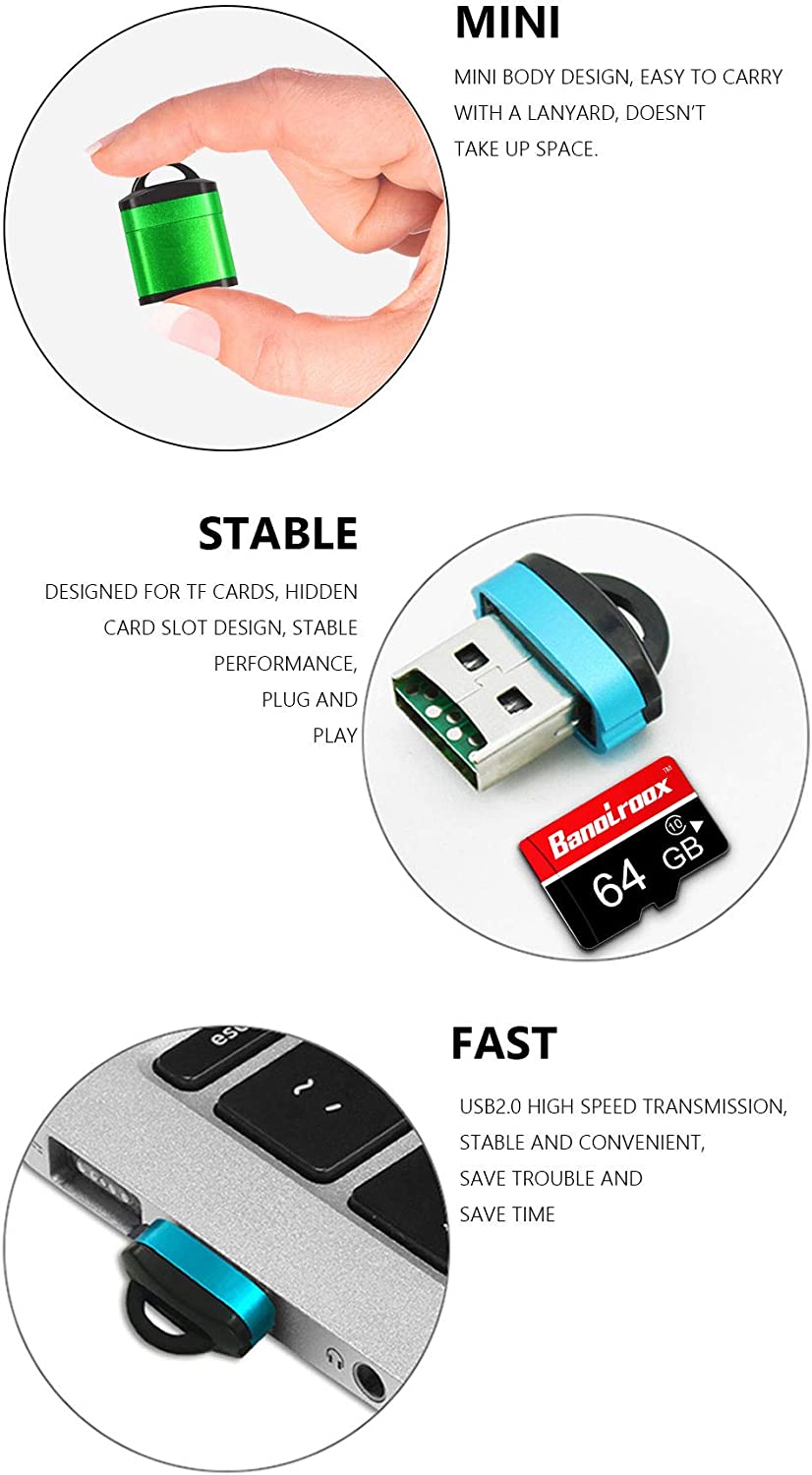 Mini High Speed USB 2.0 Card Reader with Keyring TF Micro SD Memory Card Adapter For Computer Laptop Notebooks Phone Accessories