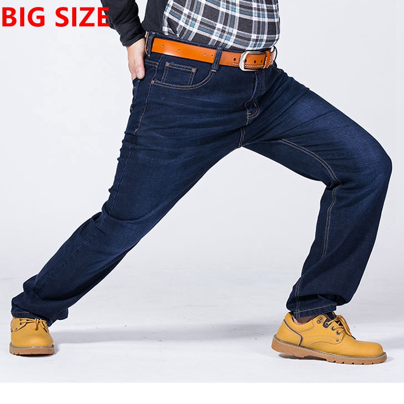 Big code jeans efterår stor størrelse elastiske løse jeans plus størrelse tilføj gødning øget 38 40 42 44 46 38 50 52 bukser