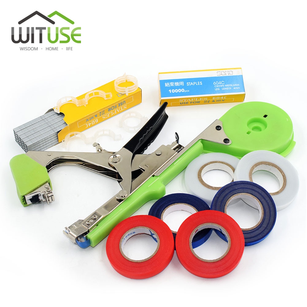 Plant Branch Hand Tying Binding Machine Flower Vegetable Garden Tapetool Tapener +Tapes+Staples Garden Tools Fruit Vine Fixing